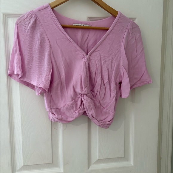 Abercrombie&Fitch twist front crop top size small pink short sleeve - Picture 1 of 10